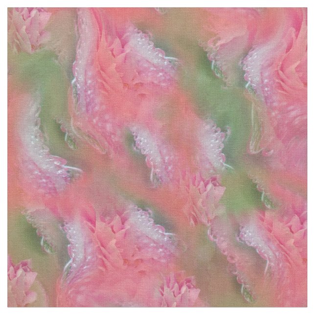 Tissu Fleurs de corail, d'herbe et de rose pivoine (Fermer)