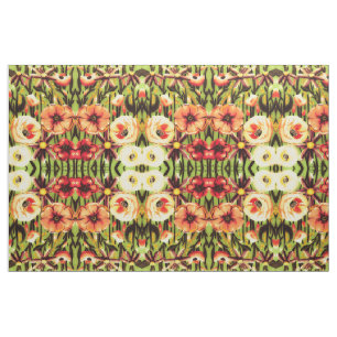 Tissu Fleurs de Cottage en Abricot et Jaune