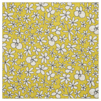 Tissu fleurs de guirlande jaune
