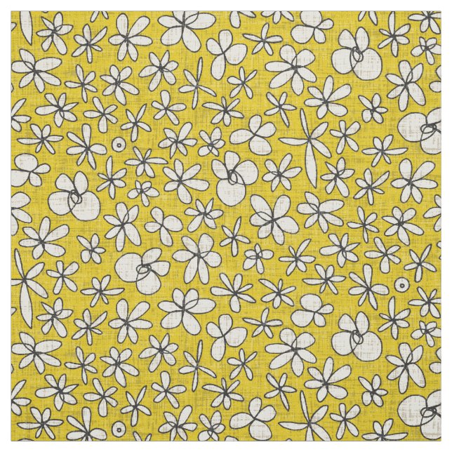 Tissu fleurs de guirlande jaune (Échantillon)