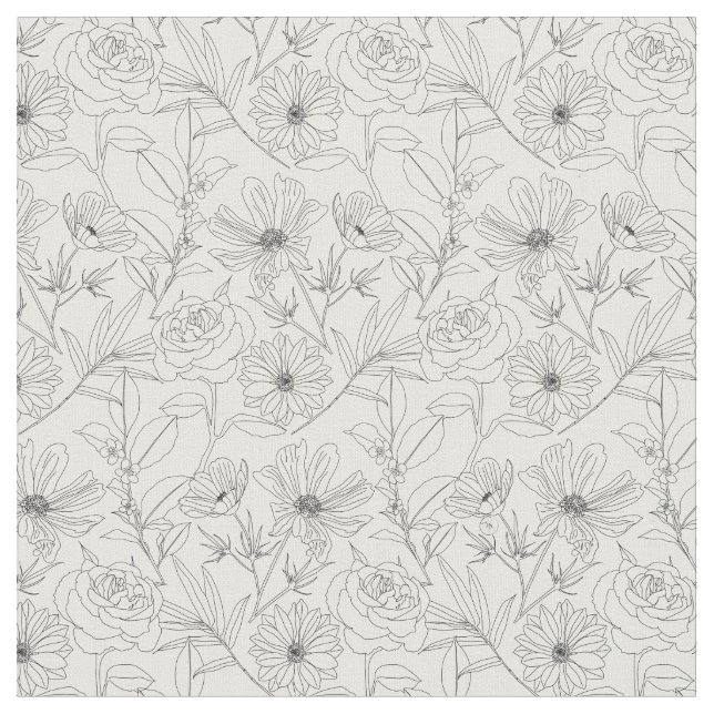 Tissu fleurs de jardin design noir (Fermer)
