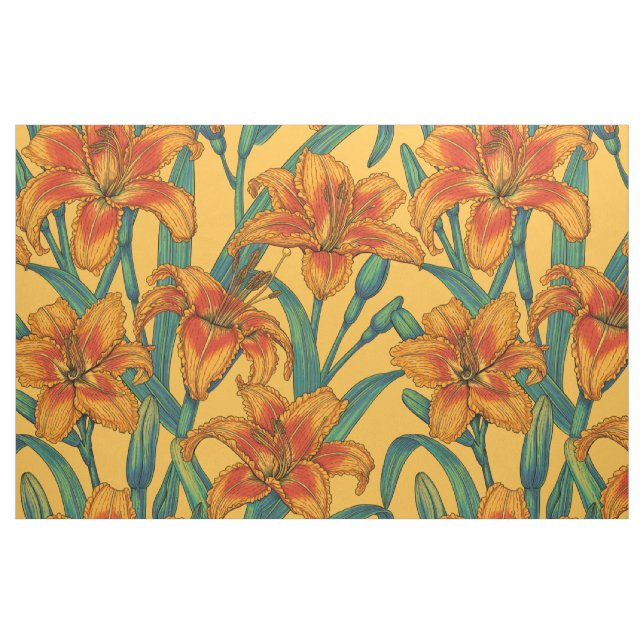 Tissu Fleurs de jour tawny, bleu et jaune (Fat Quarter)