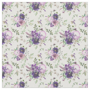 Tissu Fleurs de Lavande d'Aquarelle Florale Violet 