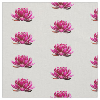 Tissu Fleurs de Lotus rose-foncé
