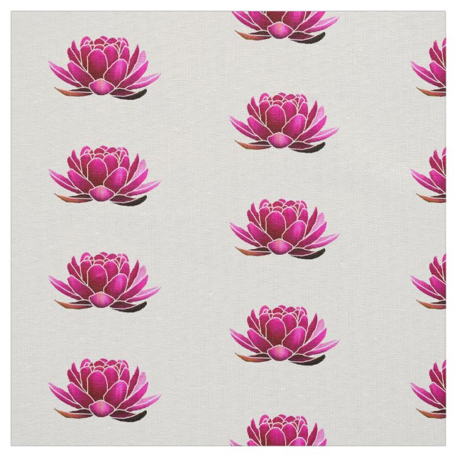 Tissu Fleurs de Lotus rose-foncé (Échantillon)