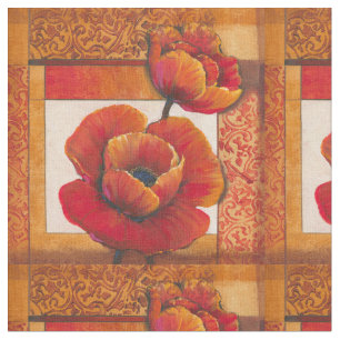 Tissu Fleurs de pavot sur l'arrière - plan bronzage et