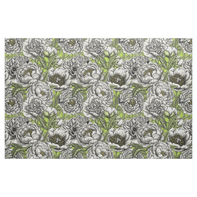 Tissu Fleurs de pivoines blanches et moisissures (Fat Quarter)