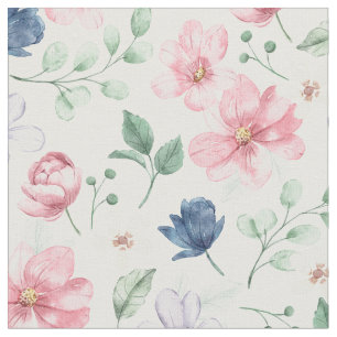 Tissu Fleurs de printemps et Motif Feuille