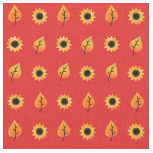 Tissu Fleurs de soleil et feuilles d'automne
