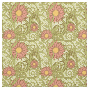 Tissu Fleurs de soleil roses colorées Illustration flora