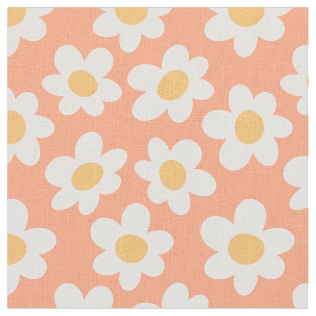 Tissu Fleurs de style rétro sur arrière - plan orange (Fermer)