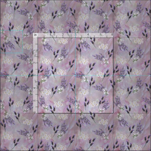 Tissu Fleurs de Tuberose et de Lavande sur pétales Roses