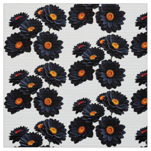 Tissu Fleurs de velours noir