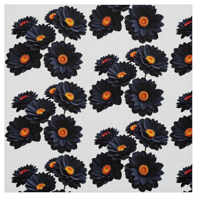 Tissu Fleurs de velours noir (Échantillon)