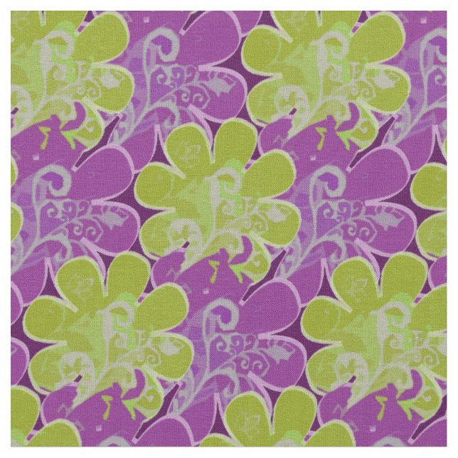 Tissu Fleurs décoratives (vert et violet) (Fermer)