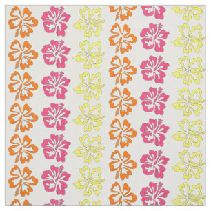 Tissu Fleurs d'Hibiscus Hawaiiens Pink Tropical