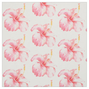 Tissu Fleurs d'Hibiscus roses