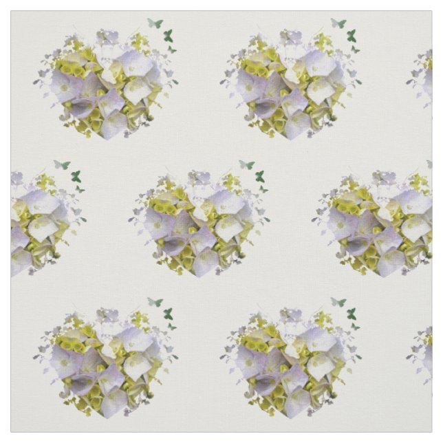 Tissu Fleurs d'hortensia à un coeur (Échantillon)