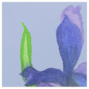 Tissu Fleurs d'Iris Sauvages Aquarelle violette Bleu
