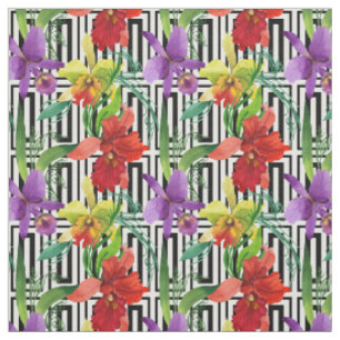Tissu Fleurs d'orchidées colorées Motif d'aquarelle