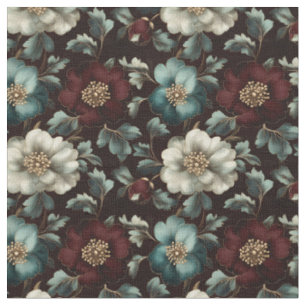 Tissu Fleurs dorées foncées sur noir
