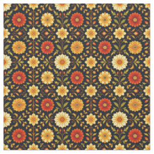 Tissu Fleurs Écarlates et Crème