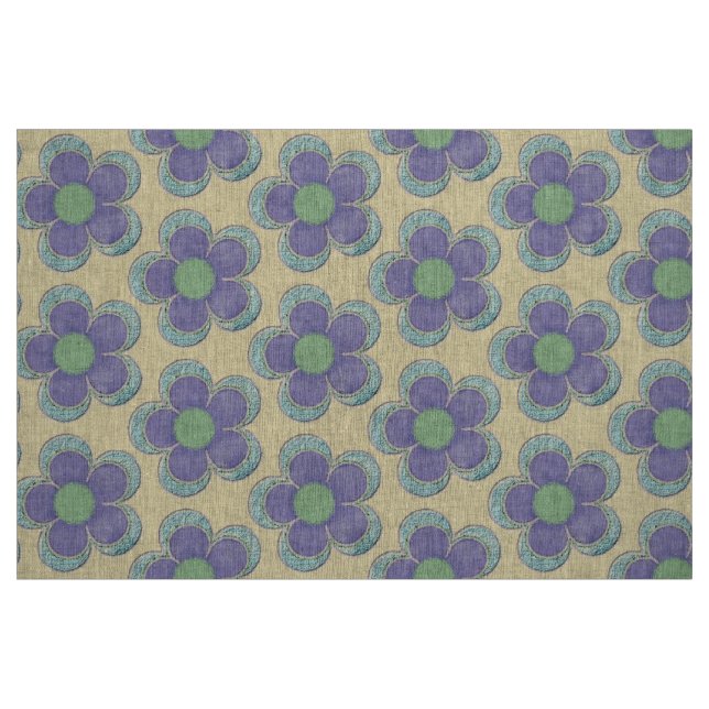 Tissu Fleurs en couches (turquoise/violet/vert) (Fat Quarter)