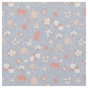 Tissu Fleurs esquissées sur fond bleu clair