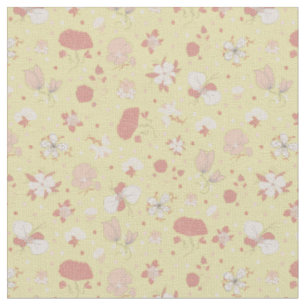 Tissu Fleurs esquissées sur fond jaune