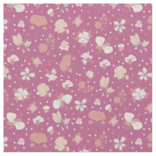 Tissu Fleurs esquissées sur fond rose