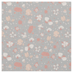 Tissu Fleurs esquissées sur gris clair