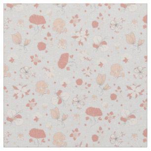 Tissu Fleurs esquissées sur gris pâle