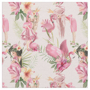 Tissu Fleurs et fillettes tropicales