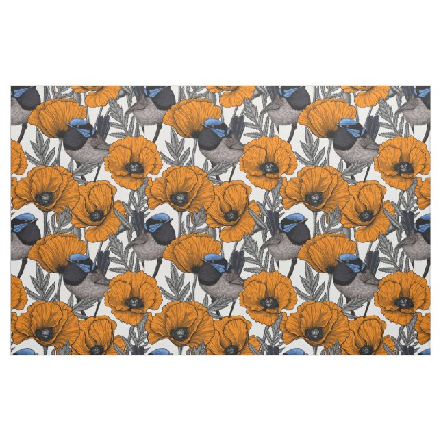Tissu Fleurs et fleurs de pavot orangé 2 (Fat Quarter)