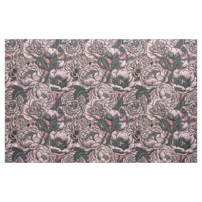 Tissu Fleurs et moisissures de pivoines roses (Fat Quarter)