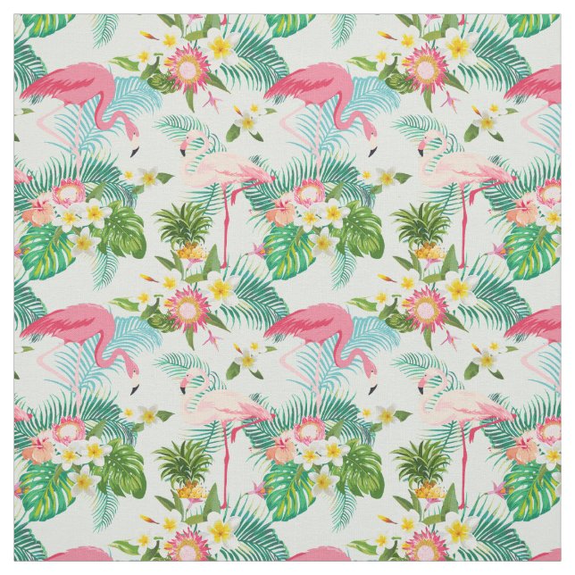 Tissu Fleurs et oiseaux tropicaux (Échantillon)
