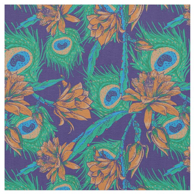 Tissu Fleurs et plumes (Fermer)
