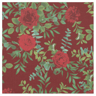 Tissu Fleurs florales des Roses rouges