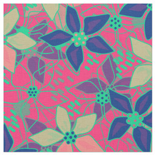 Tissu Fleurs florales invisibles motif rouge d'été brill