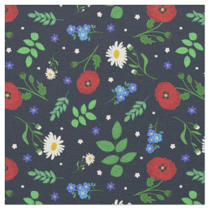 Tissu Fleurs folkloriques suédoises - motif floral