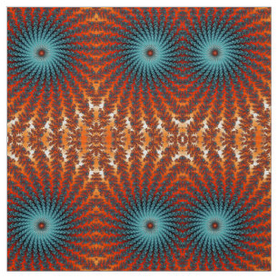 Tissu Fleurs Fractales Turquoise Et Orange Drôle