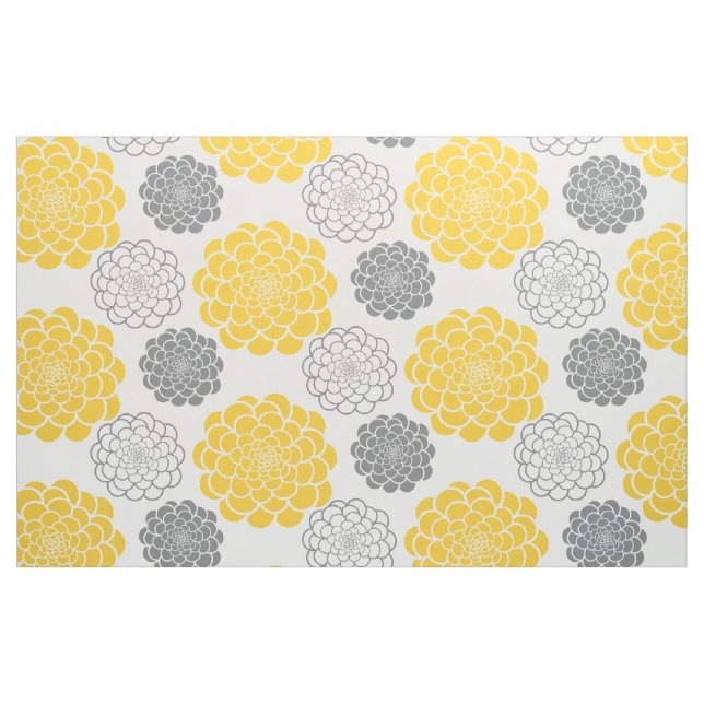 Tissu Fleurs gris et jaunes (Fat Quarter)