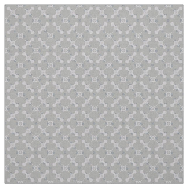 Tissu Fleurs grises et Pois Carrés (Échantillon)