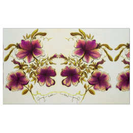 Tissu Fleurs jaunes bordeaux