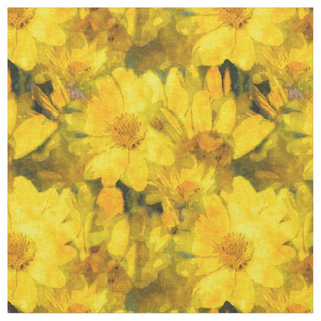 Tissu Fleurs jaunes de marguerite (Fermer)