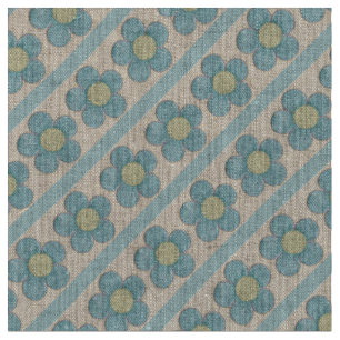 Tissu Fleurs jaunes et Turquoises