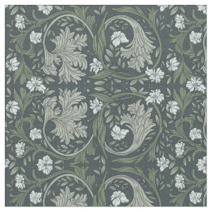 Tissu fleurs lunatiques végétation Acanthus plante damas