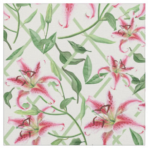 Tissu Fleurs Lys Roses - Lys Floraux Vintages