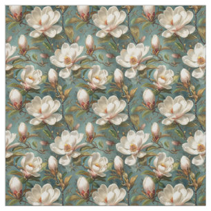 Tissu Fleurs Magnolia Motif sans couture sur Turquoise