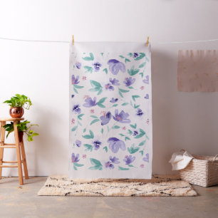 Tissu Fleurs mignonnes à main violet motif